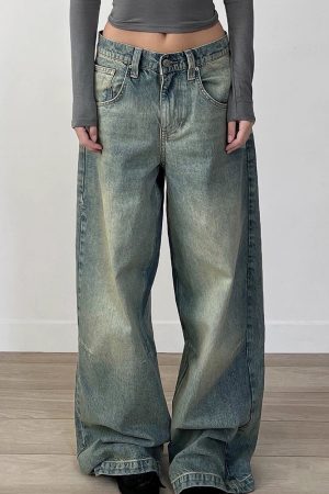 Casual Day Outfits, Easy Trendy Outfits Skater Girl Washed Wide-Leg Jeans