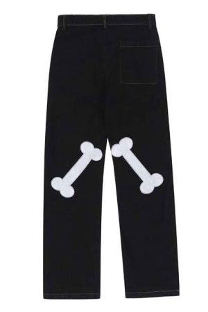Casual Day Outfits, Easy Trendy Outfits Skeleton Hands Embroidery Jeans