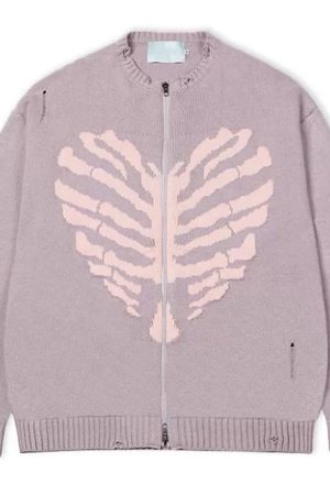 Casual Day Outfits, Easy Trendy Outfits Skeleton Print Zip Up Sweater