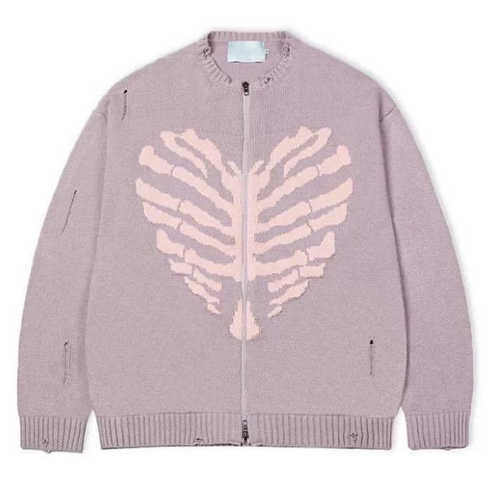 Casual Day Outfits, Easy Trendy Outfits Skeleton Print Zip Up Sweater Casual Day Outfits, Easy Trendy Outfits Skeleton Print Zip Up Sweater