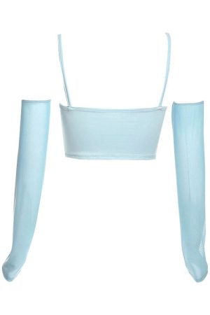 Casual Day Outfits, Easy Trendy Outfits Sky Blue Top & Gloves Set