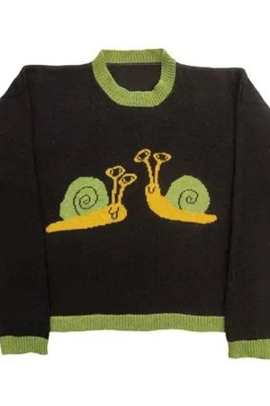 Casual Day Outfits, Easy Trendy Outfits Snail Embroidery Aesthetic Sweater