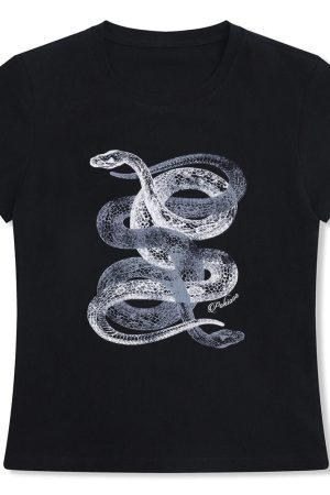 Casual Day Outfits, Easy Trendy Outfits Snake Graphic Fitted T-Shirt