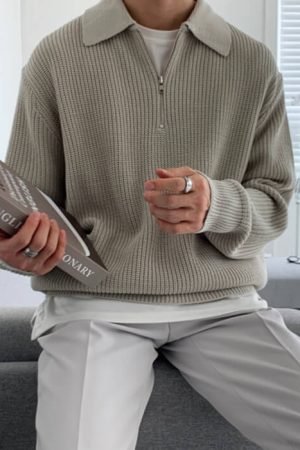 Casual Day Outfits, Easy Trendy Outfits Soft Boy Aesthetic Knit Pullover