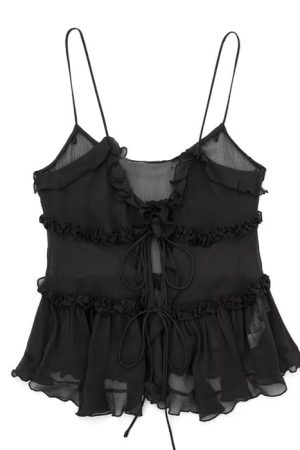 Casual Day Outfits, Easy Trendy Outfits Soft Girl Aesthetic Ruffle Top