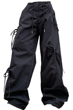 Casual Day Outfits, Easy Trendy Outfits Soft Girl Bows Wide-Leg Cargo Pants