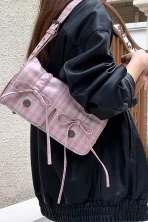 Casual Day Outfits, Easy Trendy Outfits Soft Girl Plaid Mini Shoulder Bag