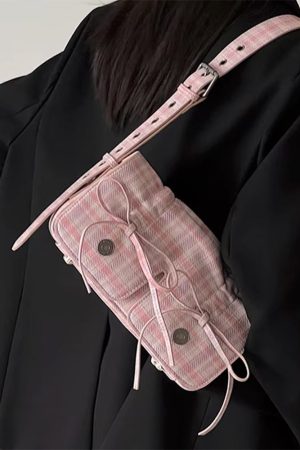 Casual Day Outfits, Easy Trendy Outfits Soft Girl Plaid Mini Shoulder Bag