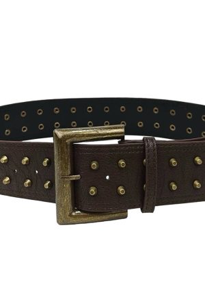 Casual Day Outfits, Easy Trendy Outfits Square Buckle Studded Wide Belt