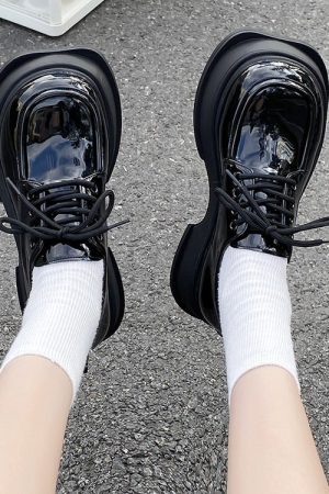 Casual Day Outfits, Easy Trendy Outfits Square Toe Glossy Platform Boots