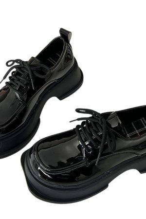 Casual Day Outfits, Easy Trendy Outfits Square Toe Glossy Platform Boots