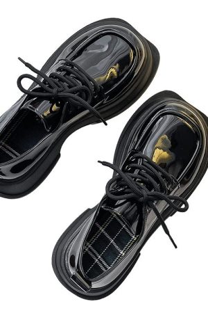 Casual Day Outfits, Easy Trendy Outfits Square Toe Glossy Platform Boots