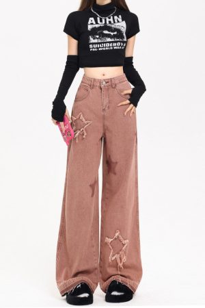 Casual Day Outfits, Easy Trendy Outfits Star Aesthetic Pink Jeans