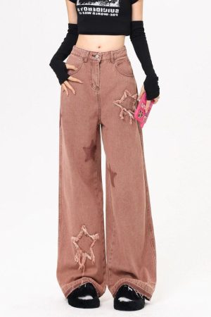 Casual Day Outfits, Easy Trendy Outfits Star Aesthetic Pink Jeans