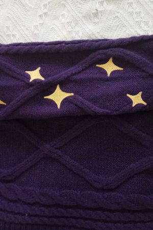 Casual Day Outfits, Easy Trendy Outfits Star Embroidery Purple Cardigan