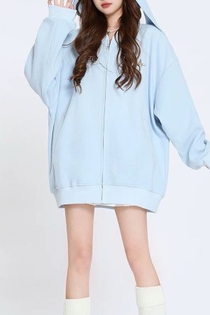 Casual Day Outfits, Easy Trendy Outfits Star Girl Aesthetic Bunny Ears Hoodie