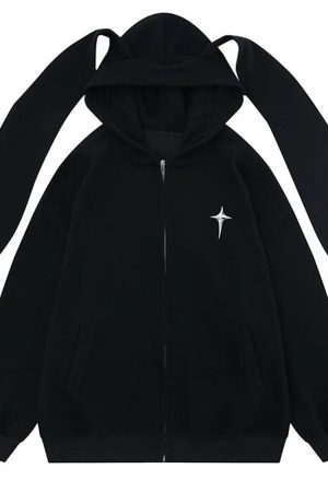 Casual Day Outfits, Easy Trendy Outfits Star Girl Aesthetic Bunny Ears Hoodie