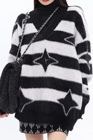 Casual Day Outfits, Easy Trendy Outfits Star Girl Fuzzy Striped Sweater