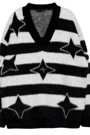 Casual Day Outfits, Easy Trendy Outfits Star Girl Fuzzy Striped Sweater