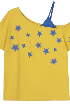 Casual Day Outfits, Easy Trendy Outfits Star Girl Off Shoulder Graphic Tee