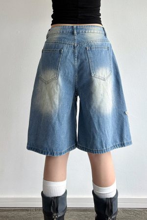 Casual Day Outfits, Easy Trendy Outfits Star Girl Vintage Wash Denim Shorts