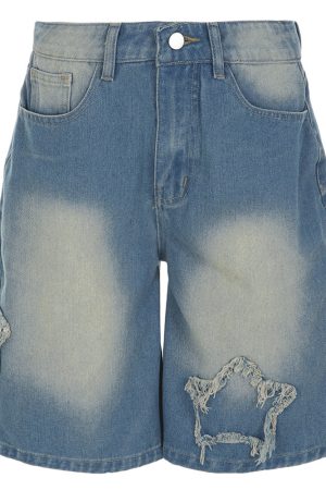 Casual Day Outfits, Easy Trendy Outfits Star Girl Vintage Wash Denim Shorts