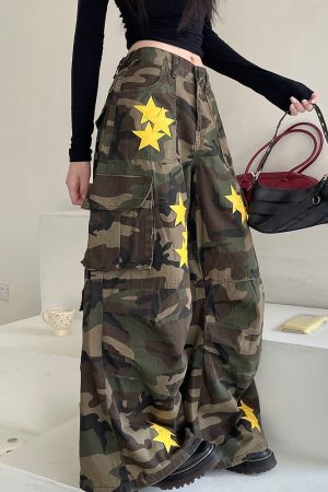 Casual Day Outfits, Easy Trendy Outfits Star Patch Camo Cargo Pants