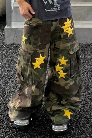 Casual Day Outfits, Easy Trendy Outfits Star Patch Camo Cargo Pants