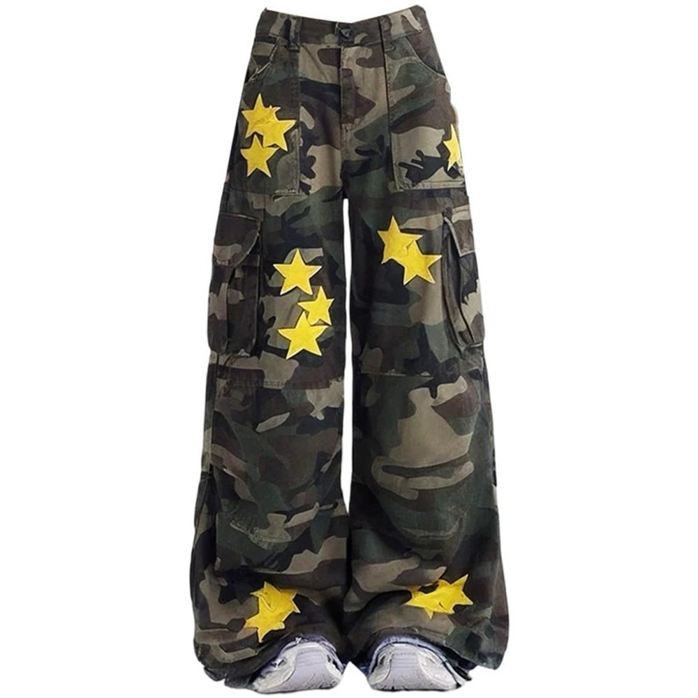 Casual Day Outfits, Easy Trendy Outfits Star Patch Camo Cargo Pants