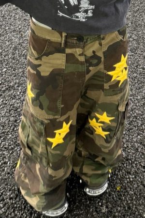 Casual Day Outfits, Easy Trendy Outfits Star Patch Camo Cargo Pants