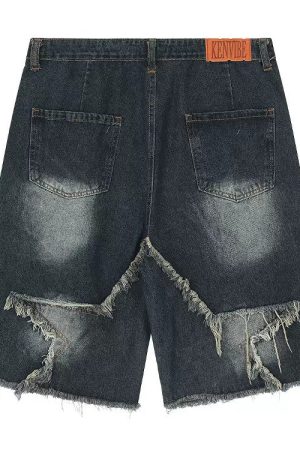 Casual Day Outfits, Easy Trendy Outfits Star Patch High-Waisted Denim Shorts