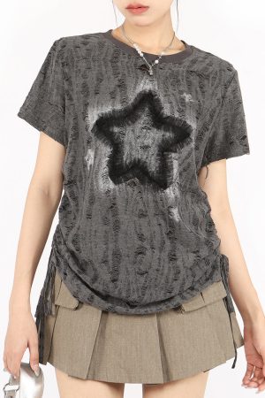 Casual Day Outfits, Easy Trendy Outfits Star Print Relaxed Fit T-Shirt
