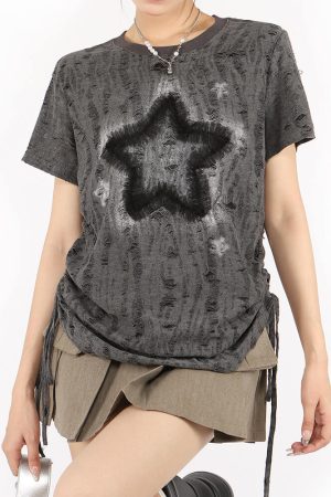 Casual Day Outfits, Easy Trendy Outfits Star Print Relaxed Fit T-Shirt