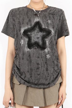 Casual Day Outfits, Easy Trendy Outfits Star Print Relaxed Fit T-Shirt