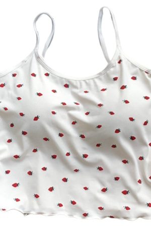 Casual Day Outfits, Easy Trendy Outfits Strawberry Print Tank Top