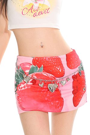 Casual Day Outfits, Easy Trendy Outfits Strawberry Print Y2K Mini Skirt