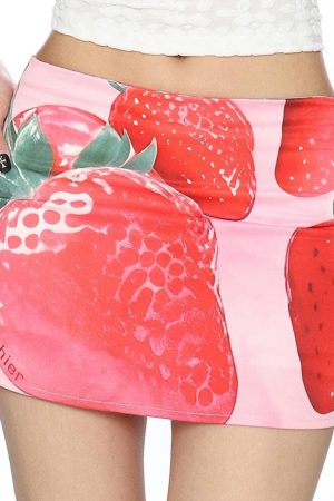 Casual Day Outfits, Easy Trendy Outfits Strawberry Print Y2K Mini Skirt