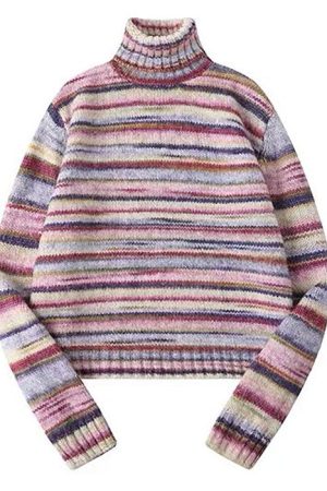 Casual Day Outfits, Easy Trendy Outfits Striped Turtleneck Sweater