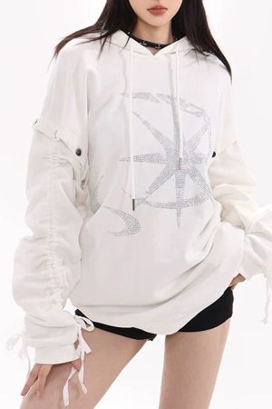 Casual Day Outfits, Easy Trendy Outfits Sun & Moon Rhinestone Hoodie