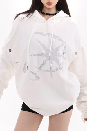 Casual Day Outfits, Easy Trendy Outfits Sun & Moon Rhinestone Hoodie
