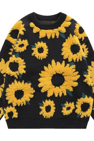 Casual Day Outfits, Easy Trendy Outfits Sunflower Oversized Sweater