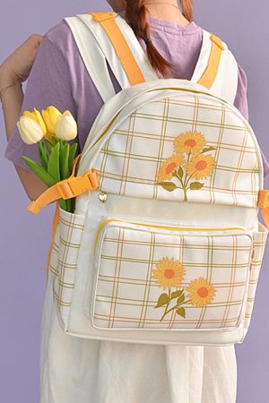 Casual Day Outfits, Easy Trendy Outfits Sunflower Plaid Backpack