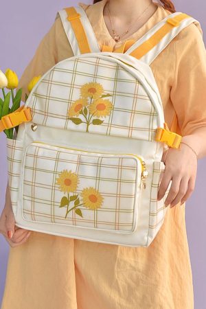Casual Day Outfits, Easy Trendy Outfits Sunflower Plaid Backpack