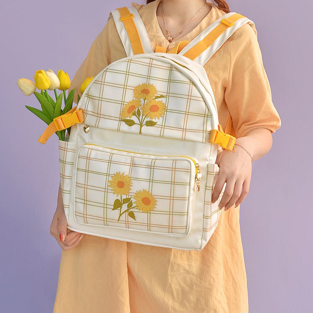 Casual Day Outfits, Easy Trendy Outfits Sunflower Plaid Backpack Casual Day Outfits, Easy Trendy Outfits Sunflower Plaid Backpack
