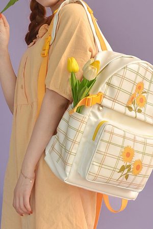 Casual Day Outfits, Easy Trendy Outfits Sunflower Plaid Backpack