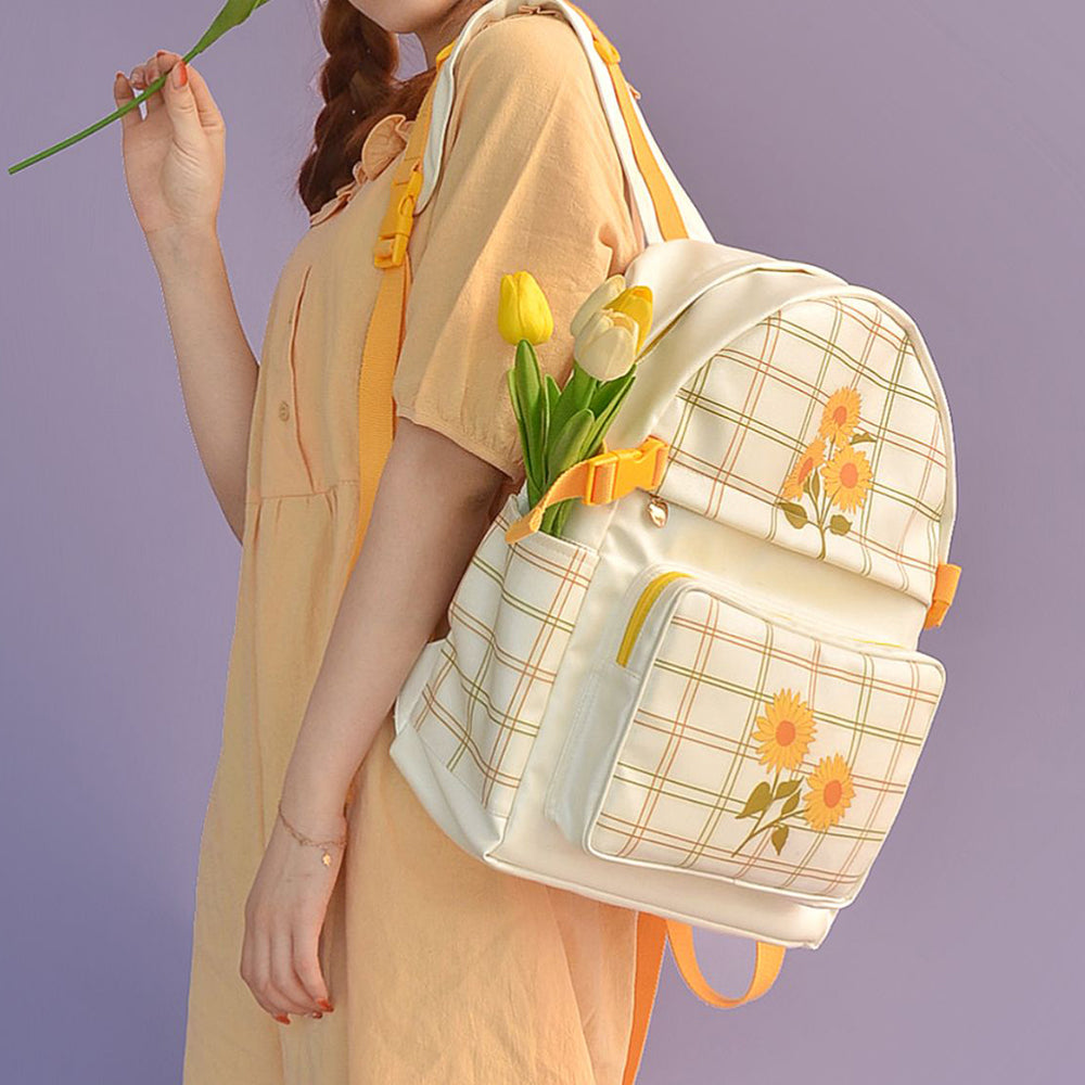Casual Day Outfits, Easy Trendy Outfits Sunflower Plaid Backpack Casual Day Outfits, Easy Trendy Outfits Sunflower Plaid Backpack