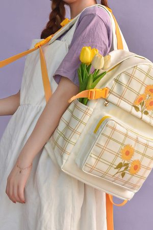 Casual Day Outfits, Easy Trendy Outfits Sunflower Plaid Backpack