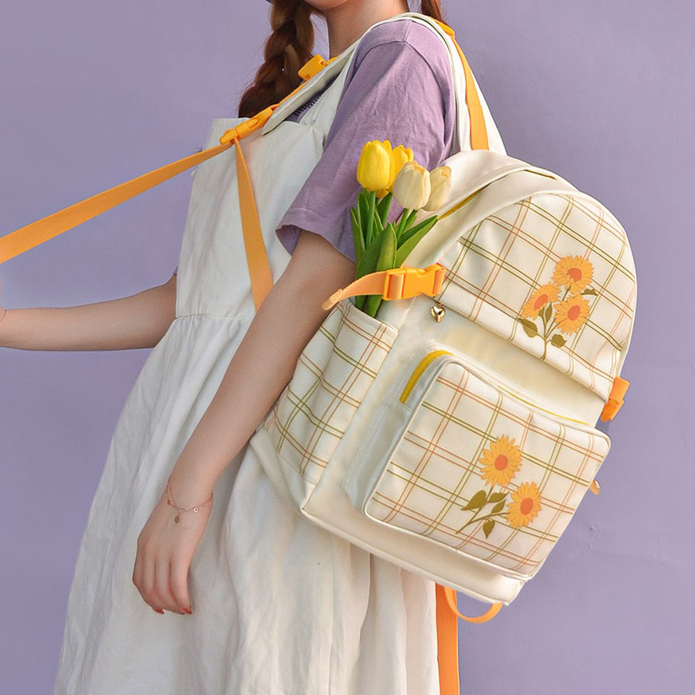 Casual Day Outfits, Easy Trendy Outfits Sunflower Plaid Backpack Casual Day Outfits, Easy Trendy Outfits Sunflower Plaid Backpack