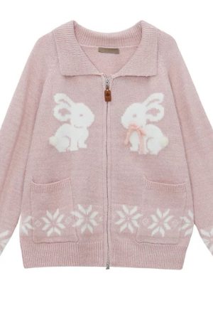 Casual Day Outfits, Easy Trendy Outfits Sweet Attitude Bunny Zip Up Cardigan