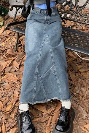 Casual Day Outfits, Easy Trendy Outfits Teen Craft Denim Long Skirt